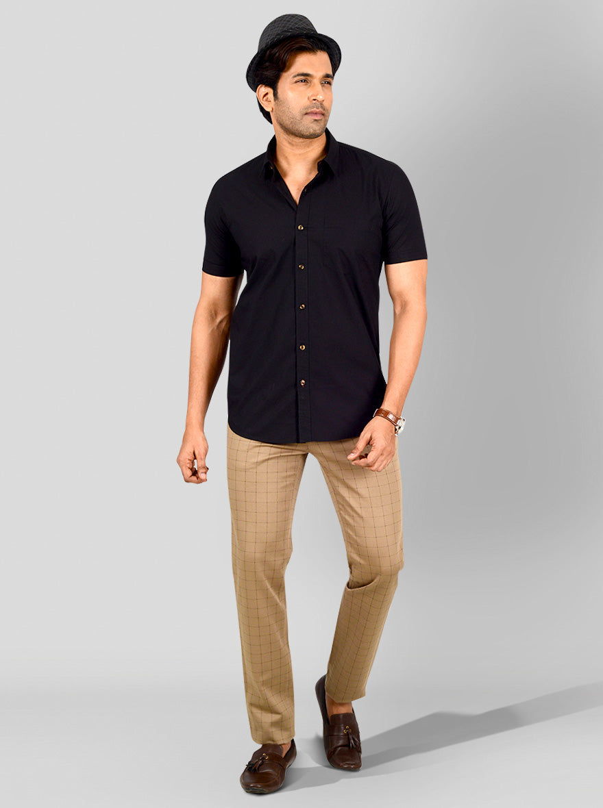 Black Solid Tailored Fit Casual Shirt | JB Sport