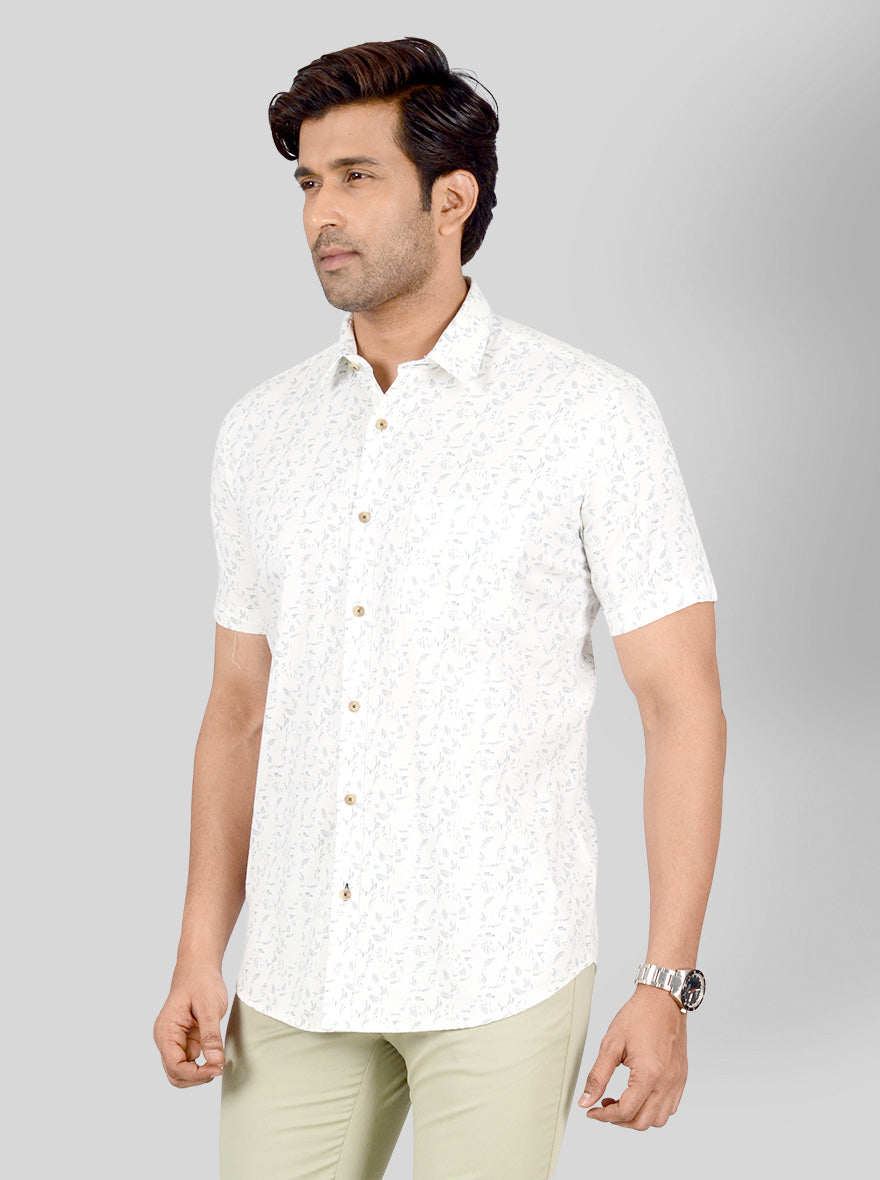 Vanilla White Printed Smart Fit Casual Shirt | Greenfibre