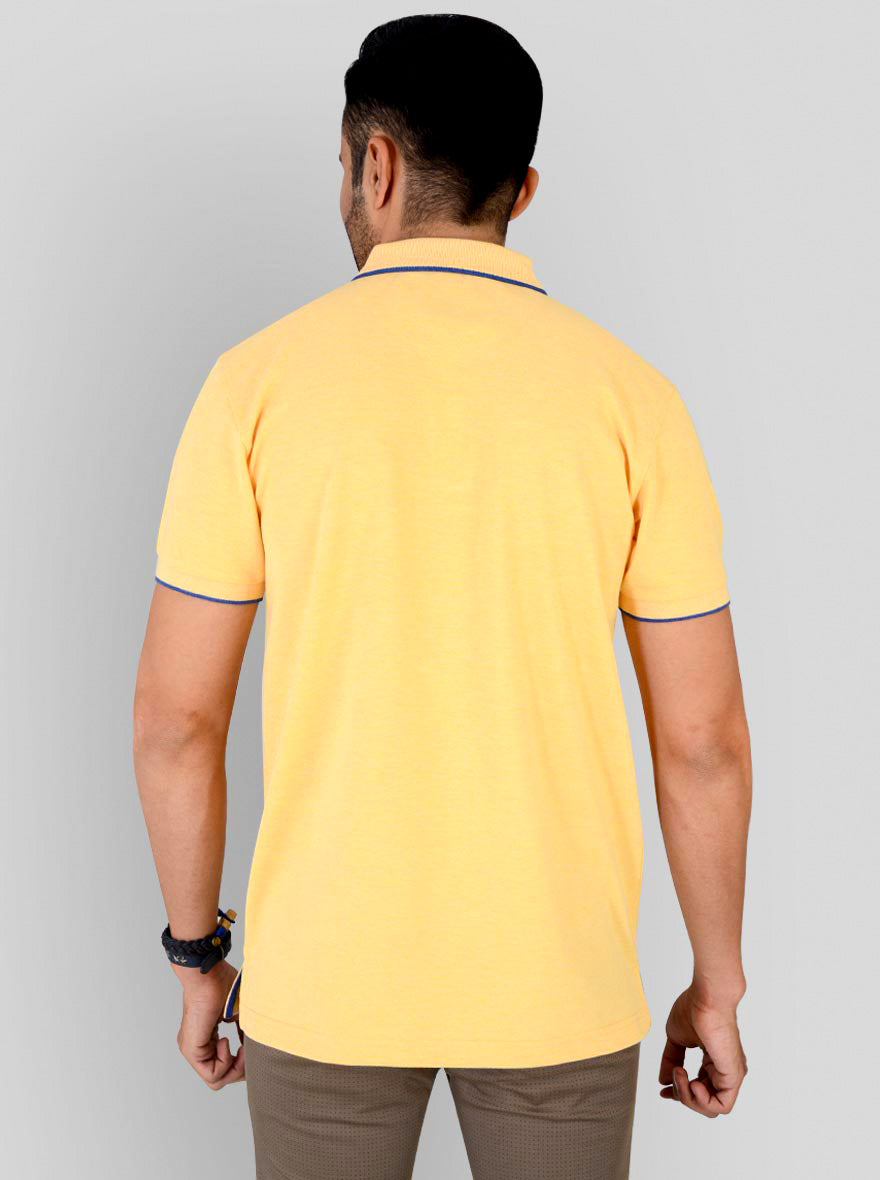 Light Yellow Melange Slim Fit Polo T-shirt | Greenfibre