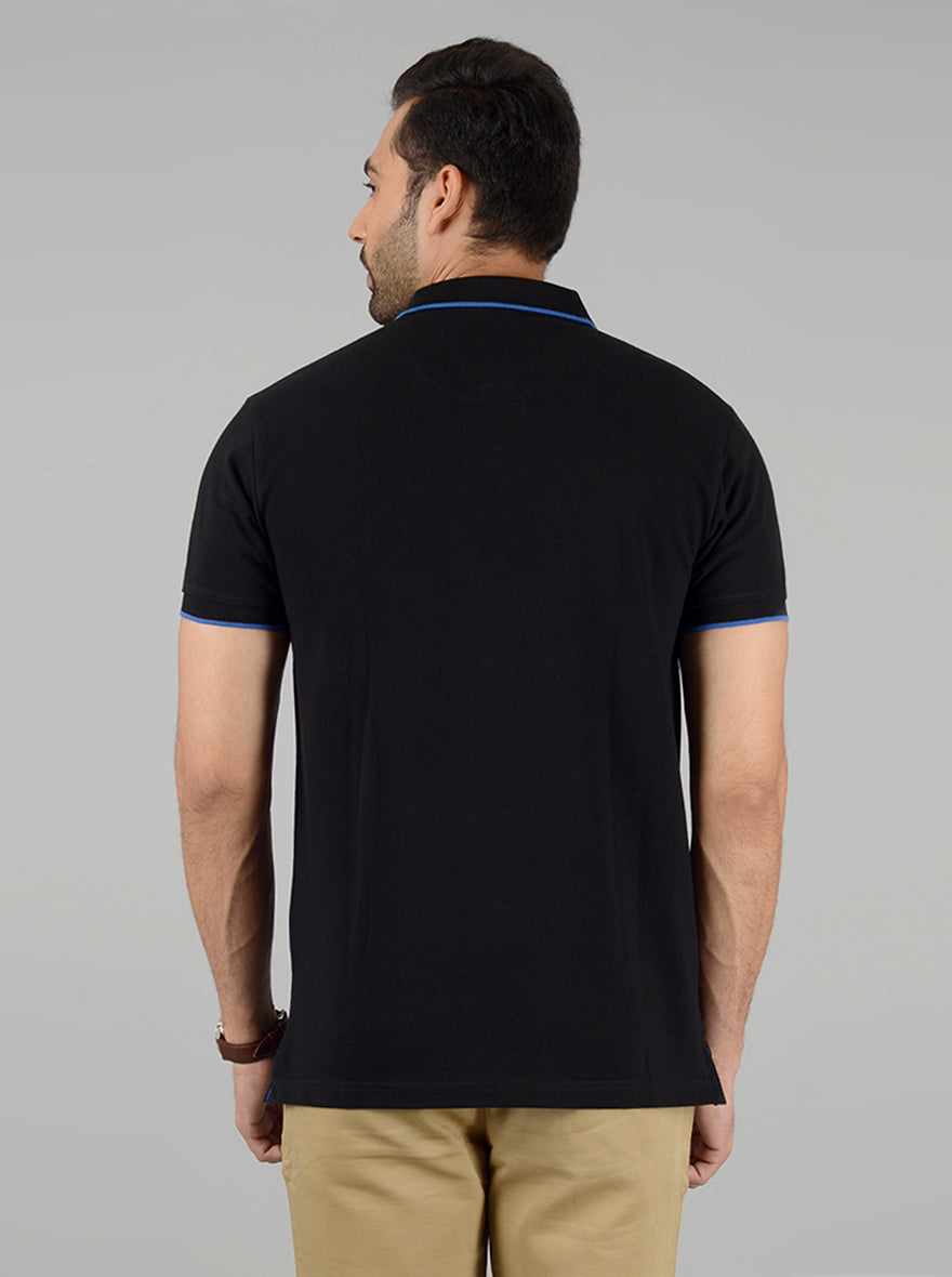 Black Solid Slim Fit Polo T-Shirt | Greenfibre