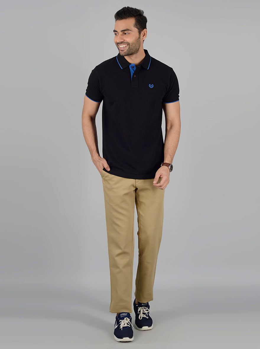 Black Solid Slim Fit Polo T-Shirt | Greenfibre