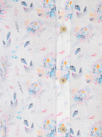 White Printed Slim Fit Casual Shirt | JB Sport