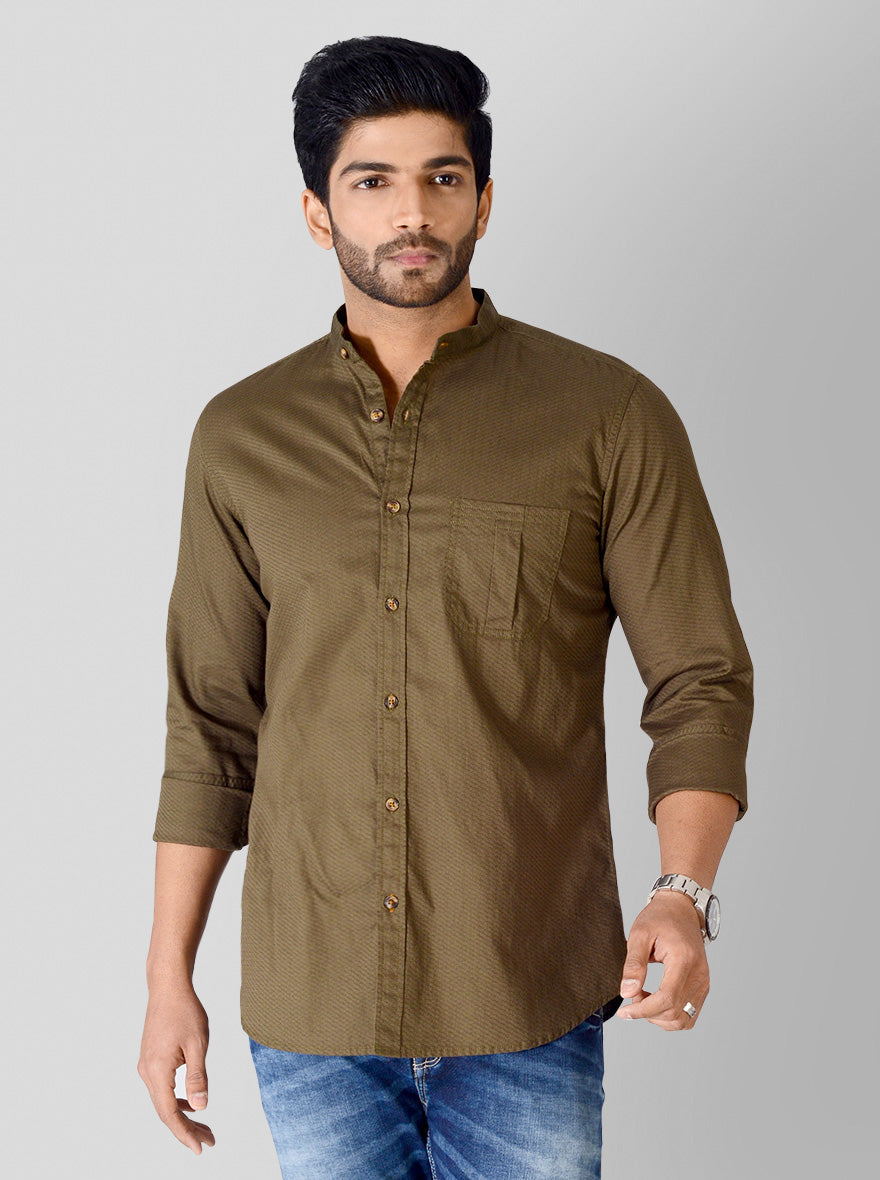 Self Textured Slim Fit Casual Shirt | JB Sport