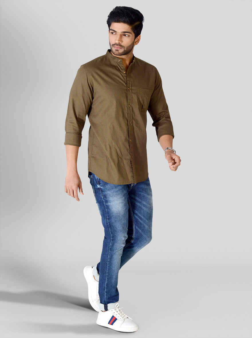 Self Textured Slim Fit Casual Shirt | JB Sport