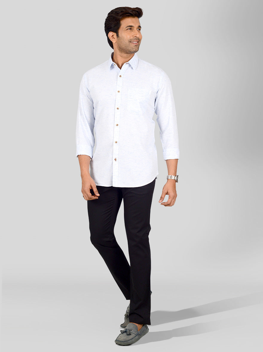Ice Blue Self Design Smart Fit Casual Shirt | Greenfibre
