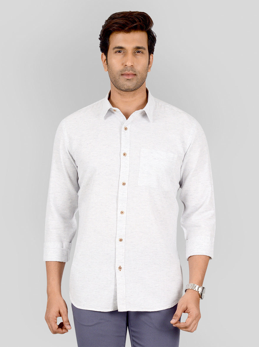 Frosted Grey Self Design Smart Fit Casual Shirt | Greenfibre