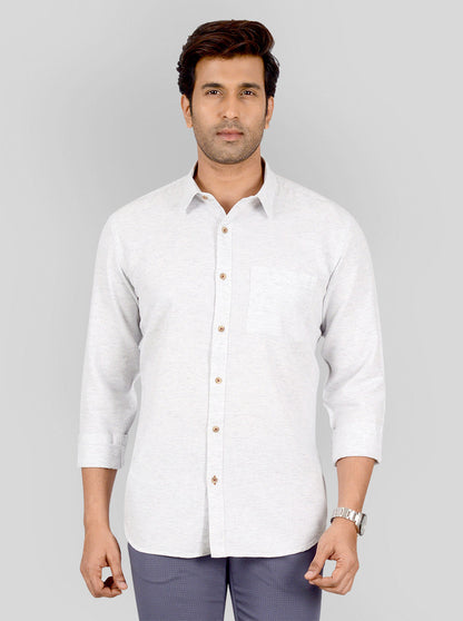 Frosted Grey Self Design Smart Fit Casual Shirt | Greenfibre