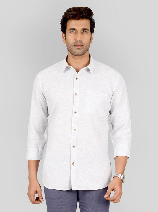 Frosted Grey Self Design Smart Fit Casual Shirt | Greenfibre