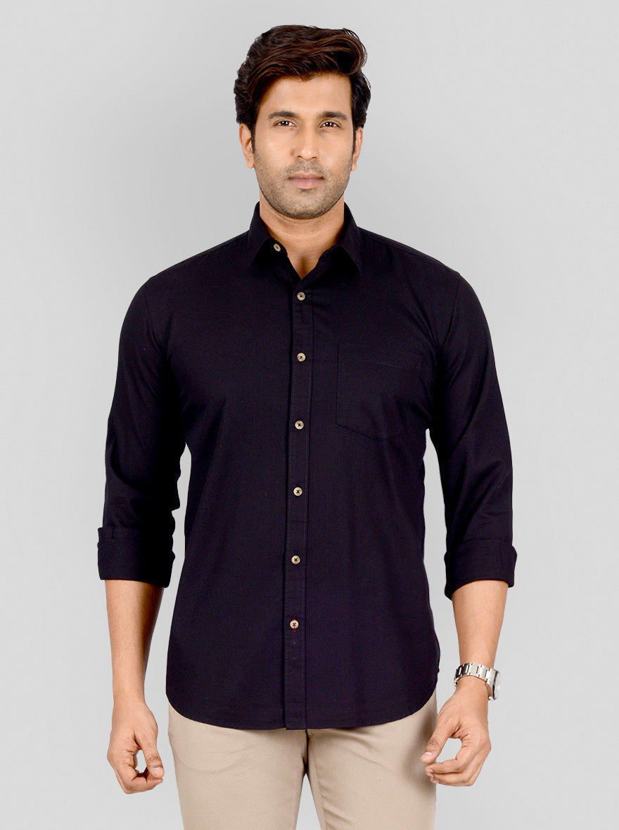 Black Solid Smart Fit Casual Shirt | Greenfibre