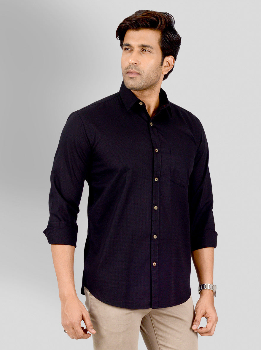 Black Solid Smart Fit Casual Shirt | Greenfibre