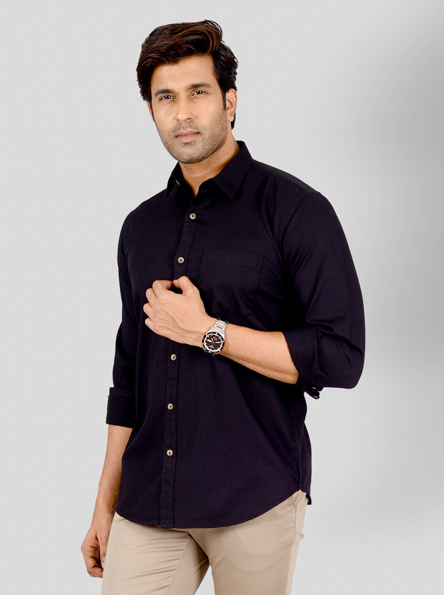 Black Solid Smart Fit Casual Shirt | Greenfibre