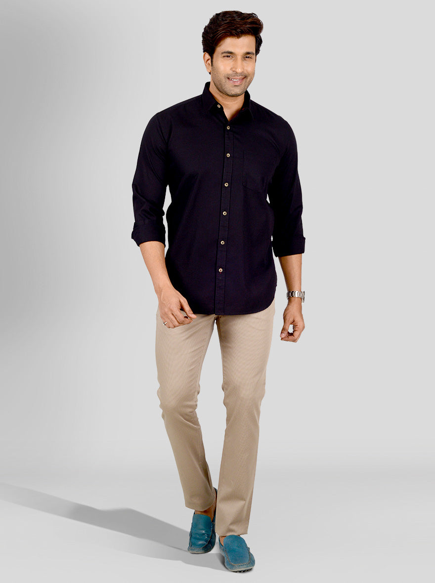 Black Solid Smart Fit Casual Shirt | Greenfibre