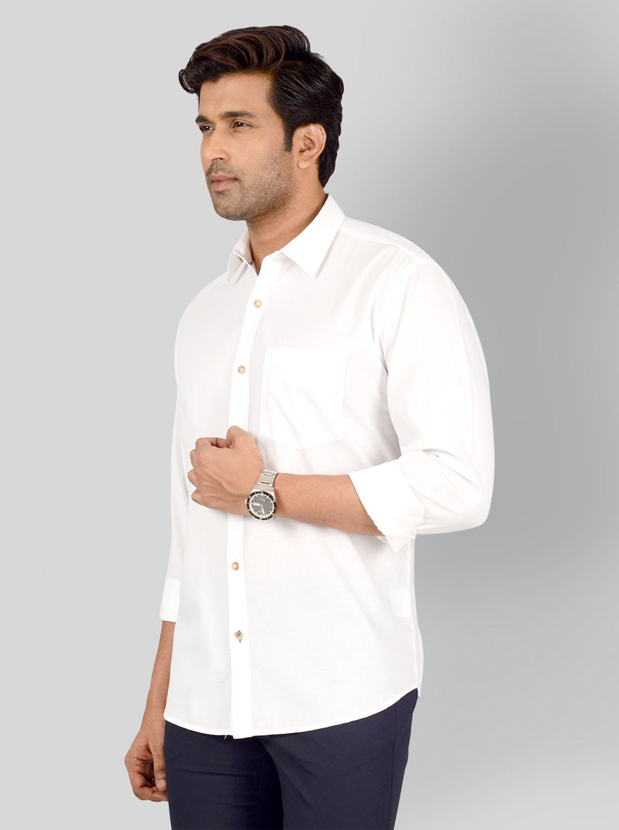 White Solid Smart Fit Casual Shirt | Greenfibre