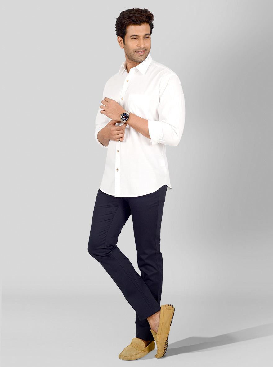 White Solid Smart Fit Casual Shirt | Greenfibre