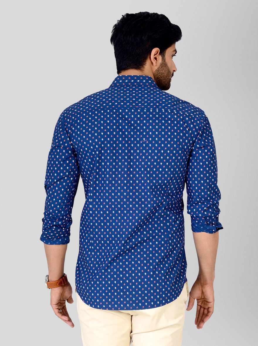 Fresh Blue Printed Smart Fit Casual Shirt | Greenfibre