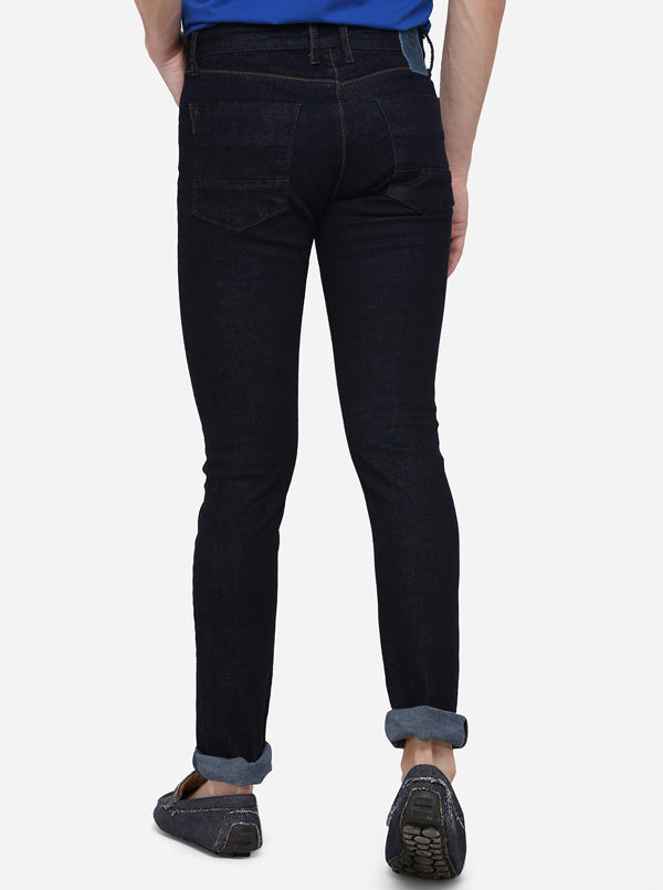 Dark Blue Slim Fit Solid Jeans | JB Sport