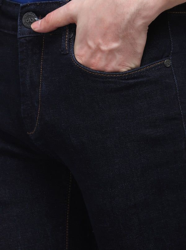Dark Blue Slim Fit Solid Jeans | JB Sport