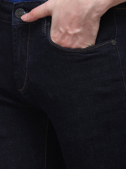 Dark Blue Slim Fit Solid Jeans | JB Sport