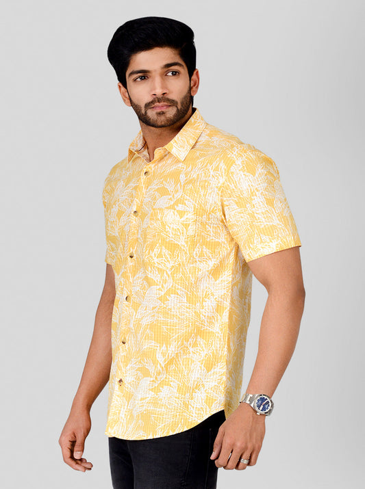 Summer Lime Printed Slim Fit Casual Shirt | Greenfibre