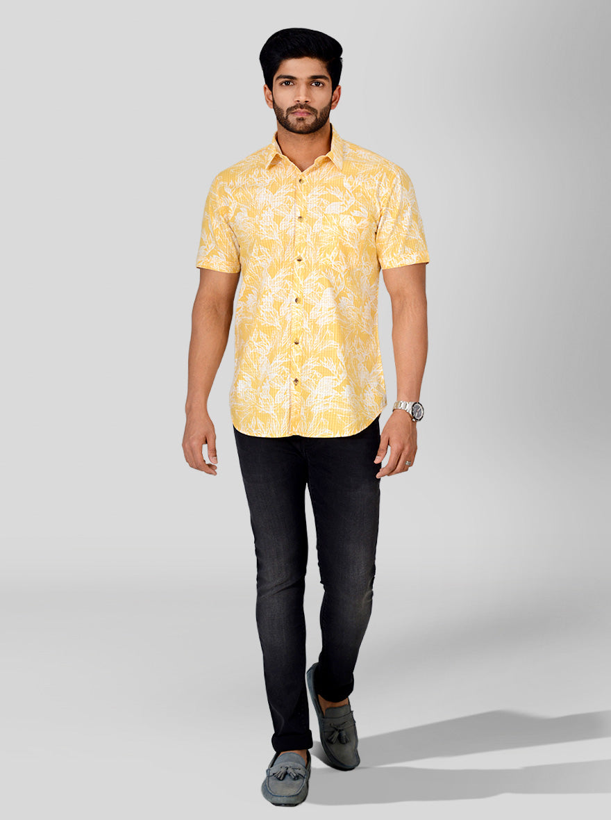 Summer Lime Printed Slim Fit Casual Shirt | Greenfibre