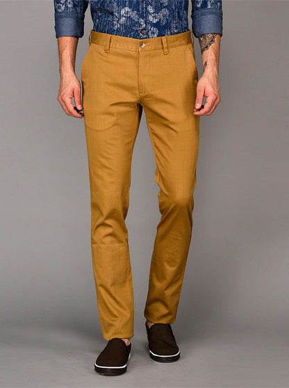 Greenfibre Khaki Printed Slim Fit Casual Trouser
