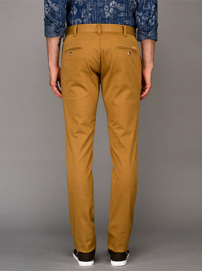 Greenfibre Khaki Printed Slim Fit Casual Trouser