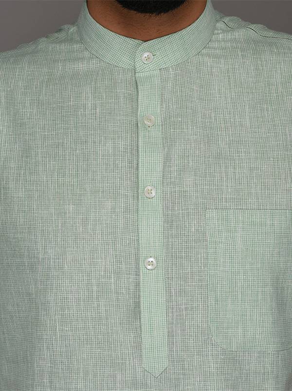 JadeBlue Light Green Solid Regular Fit Modi Kurta