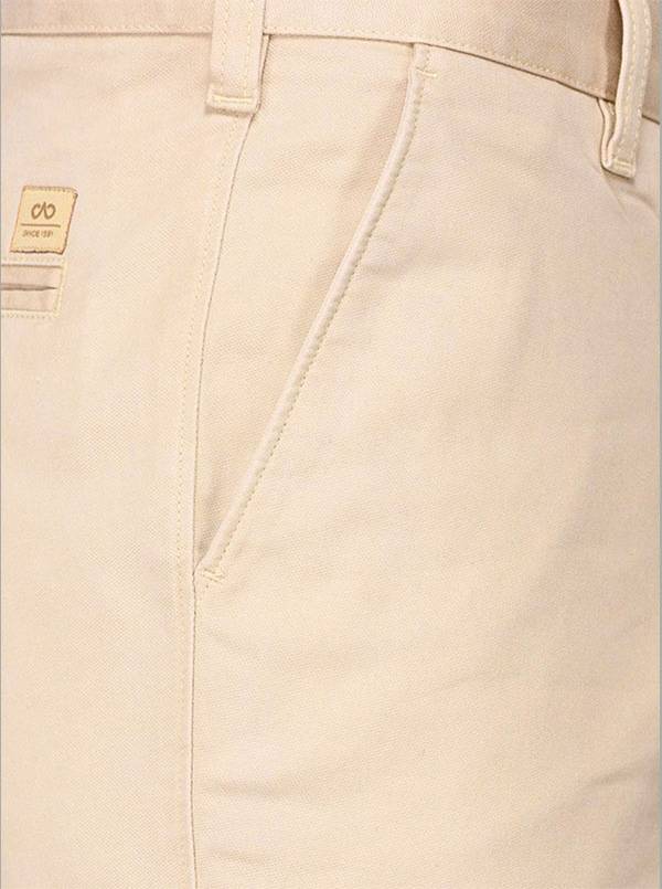 JadeBlue Cream Self Textured Regular Fit Casual Trouser