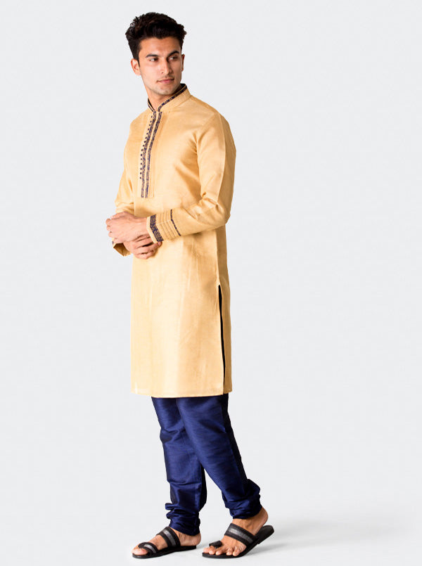 Golden Textured Kurta Set