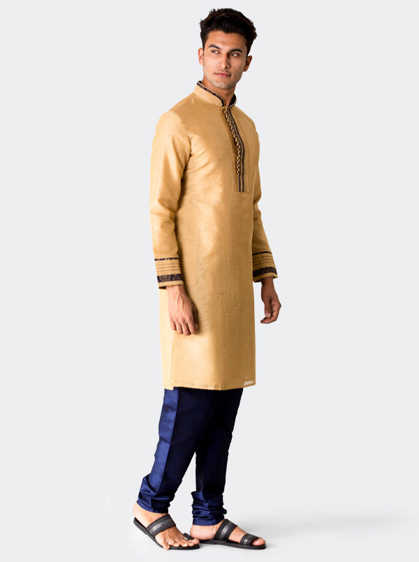 Golden Textured Kurta Set