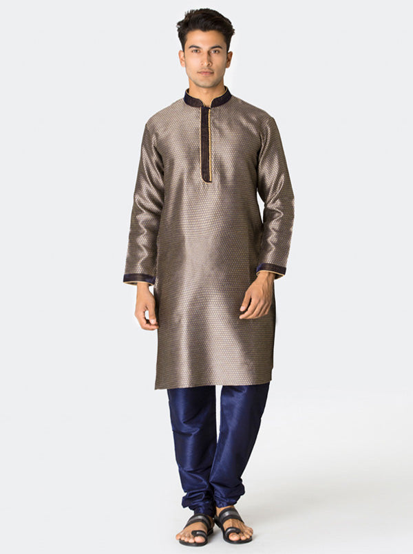 Navy Blue Printed Kurta Set