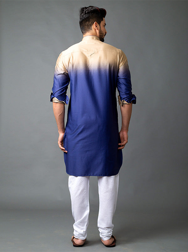 Blue & Khaki Pathani Kurta