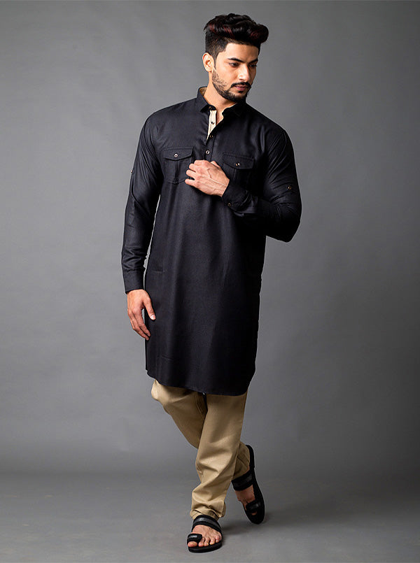 Black Pathani with Aligarhi