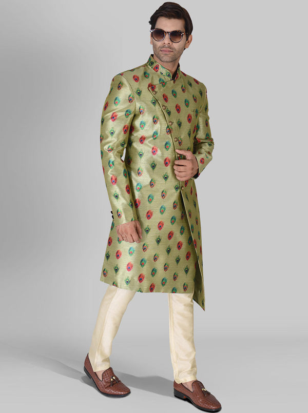 Olive Green Indowestern | Azania