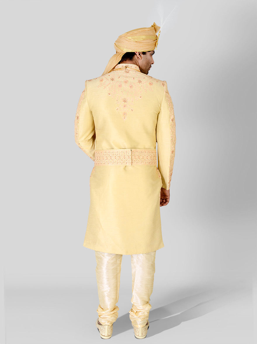 Beige & Golden Sherwani | Azania