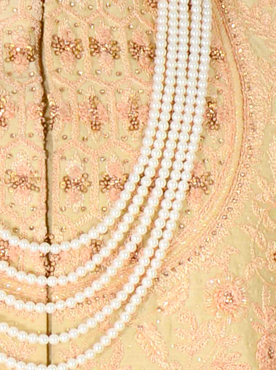 Beige & Golden Sherwani | Azania