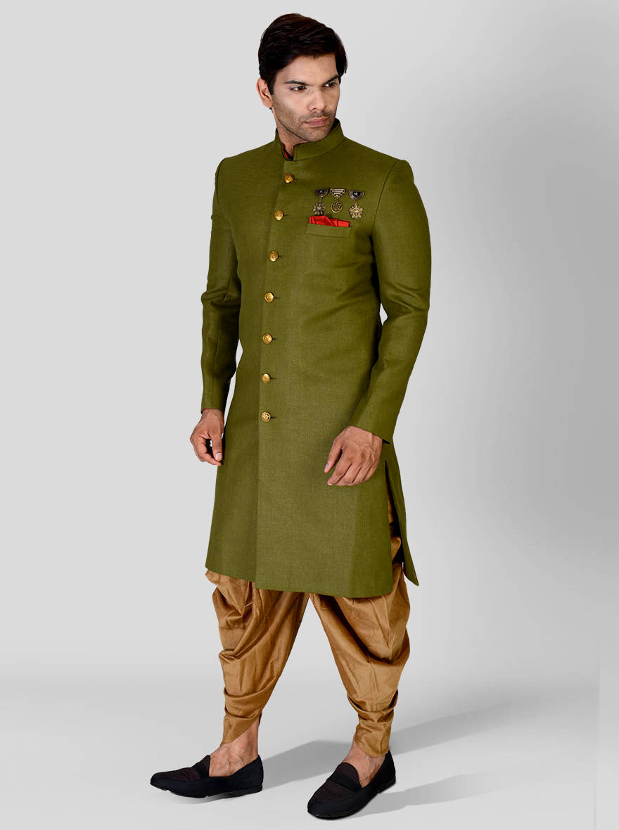 Olive Green Indowestern | Azania