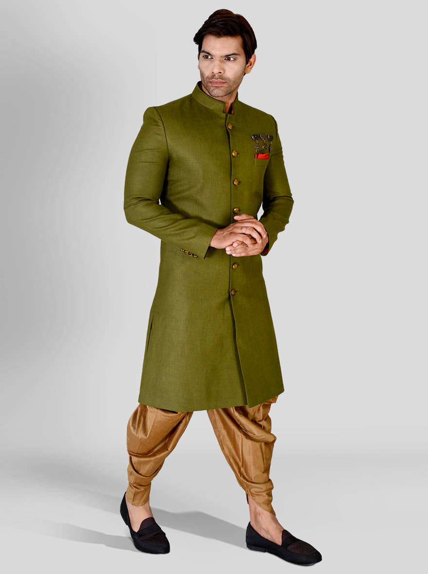 Olive Green Indowestern | Azania