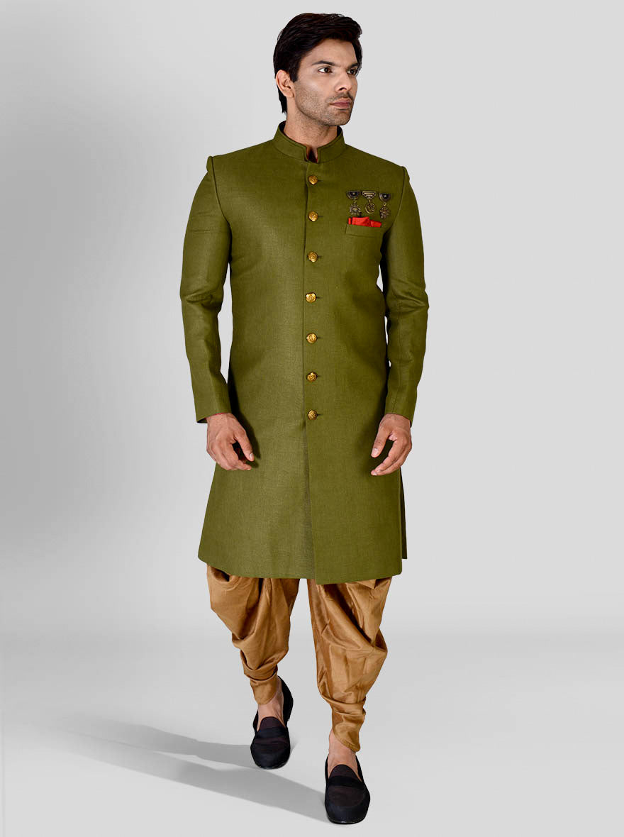 Olive Green Indowestern | Azania