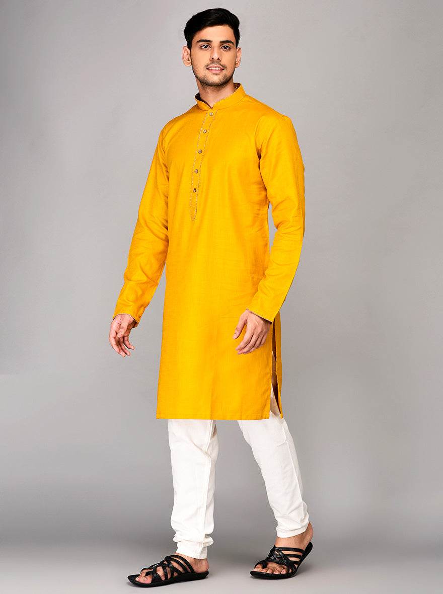 Golden Yellow Solid Kurta | Azania