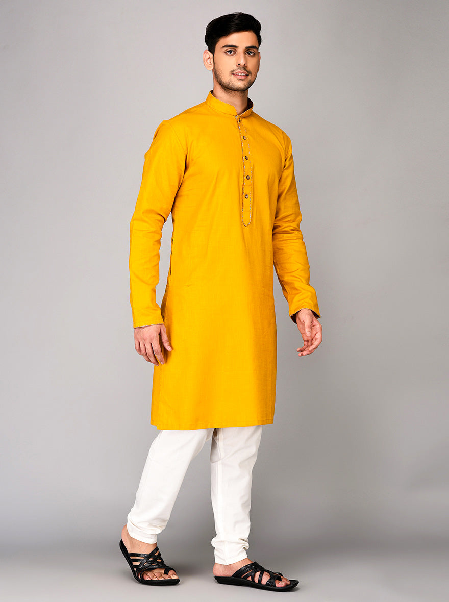 Golden Yellow Solid Kurta | Azania