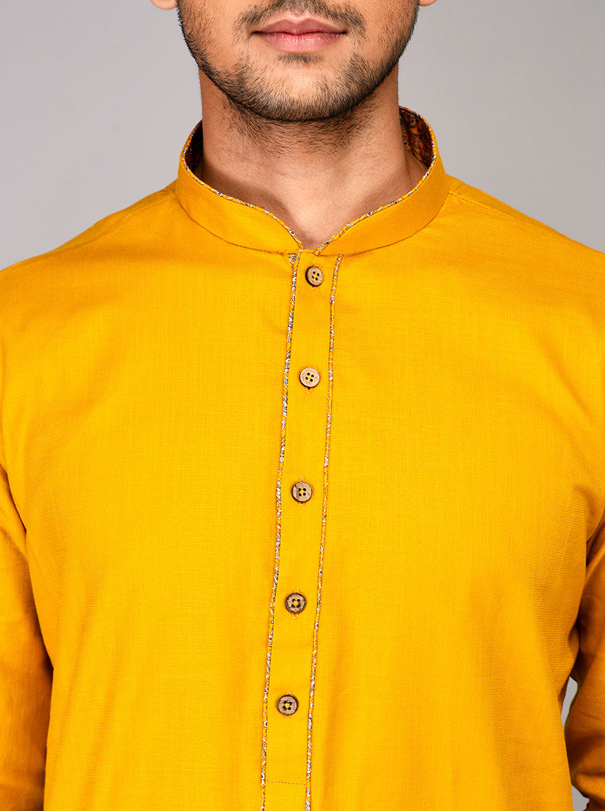 Golden Yellow Solid Kurta | Azania