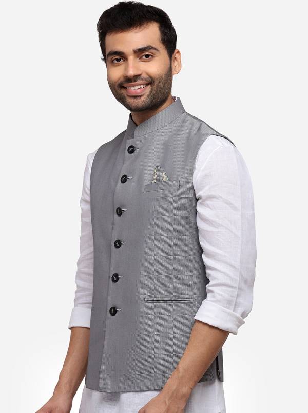 Grey Bandhgala Jacket | Greenfibre