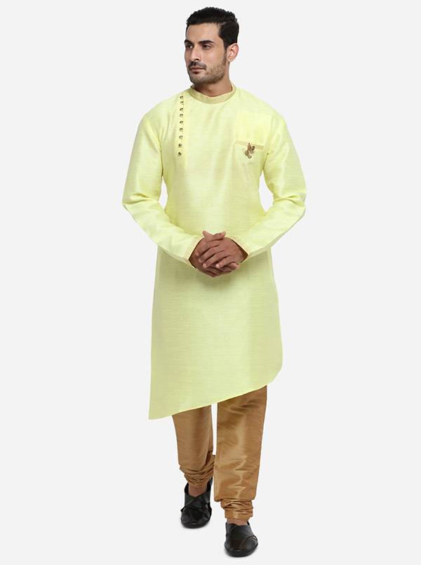 Lemon Yellow Semi Indowestern | Azania