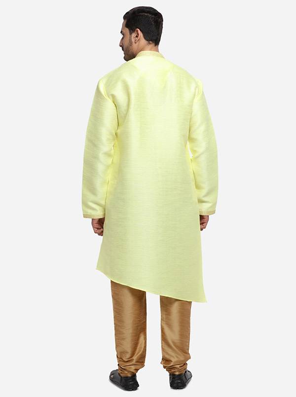 Lemon Yellow Semi Indowestern | Azania