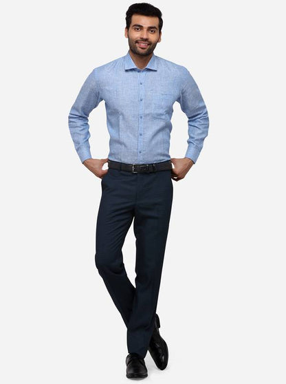 Light Blue Striped Regular Fit Formal Shirt | JadeBlue