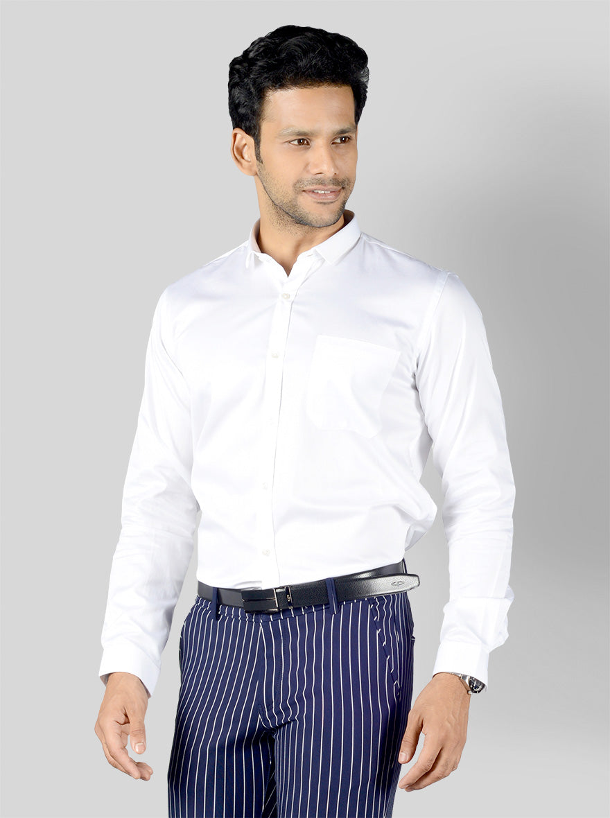 White Solid Slim Fit Party Wear Shirt | Greenfibre