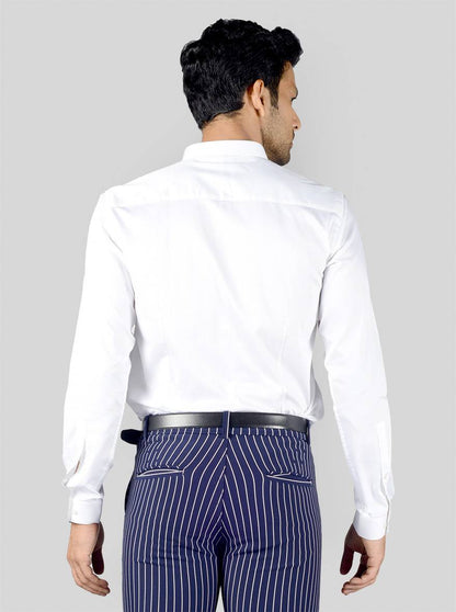 White Solid Slim Fit Party Wear Shirt | Greenfibre