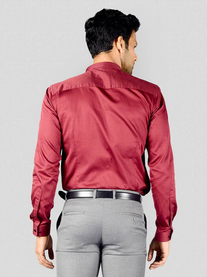 Maroon Solid Slim Fit Party Wear Shirt | Greenfibre