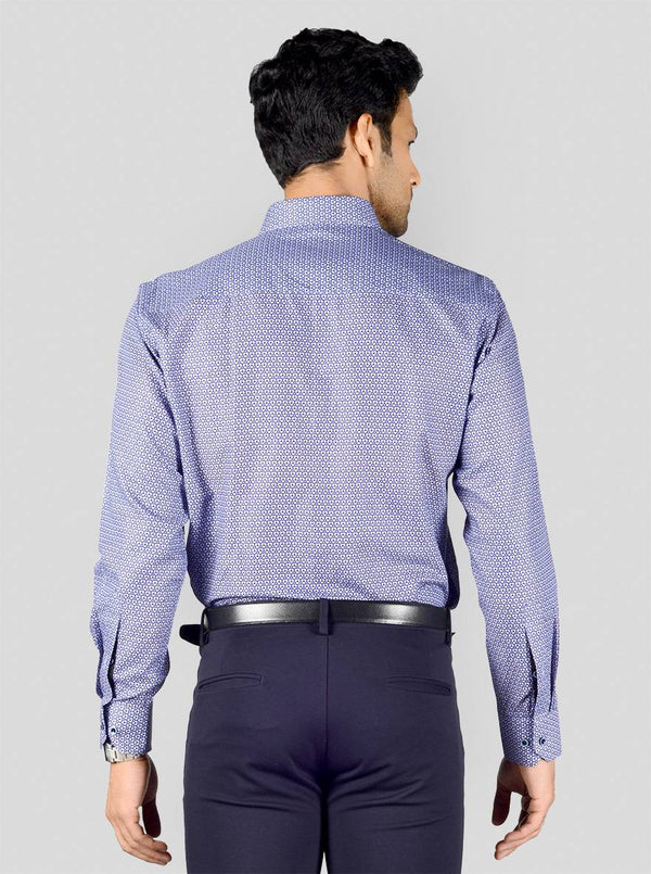 Ultramarine Blue Printed Regular Fit Formal Shirt | JadeBlue